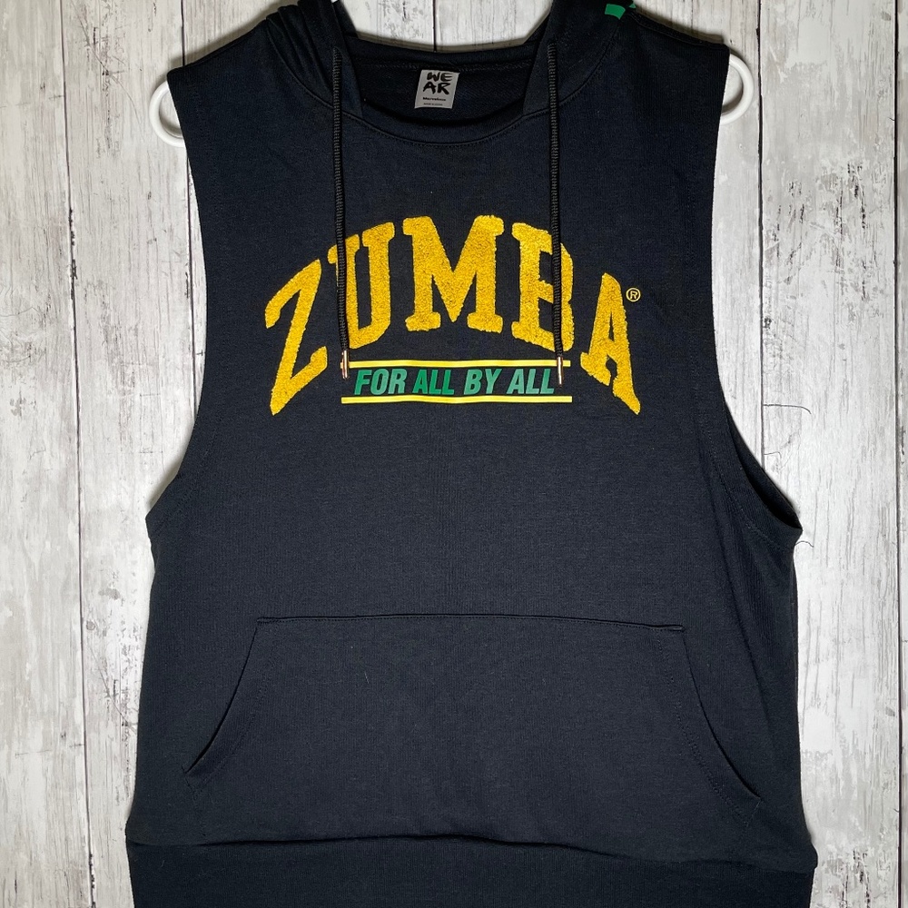 Zumba Attitude Alert Sleeveless Hoodie - Bold Black Marvelous Medium